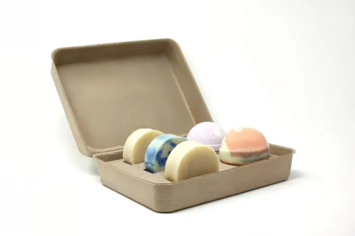 packaging with soap and bath bomb