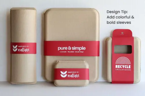 molded pulp packaging sample set with paper sleeves
