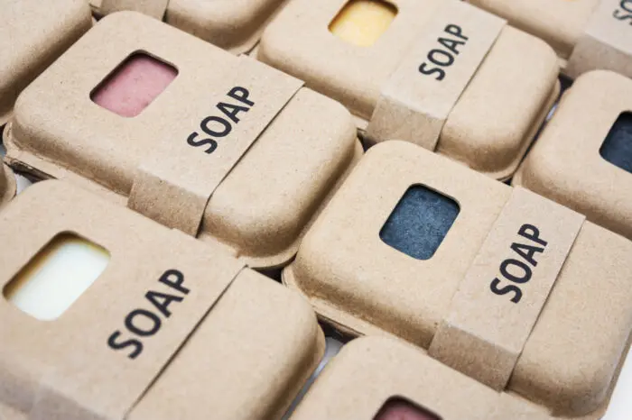 molded pulp clamshell soap boxes and wrap around sleeves