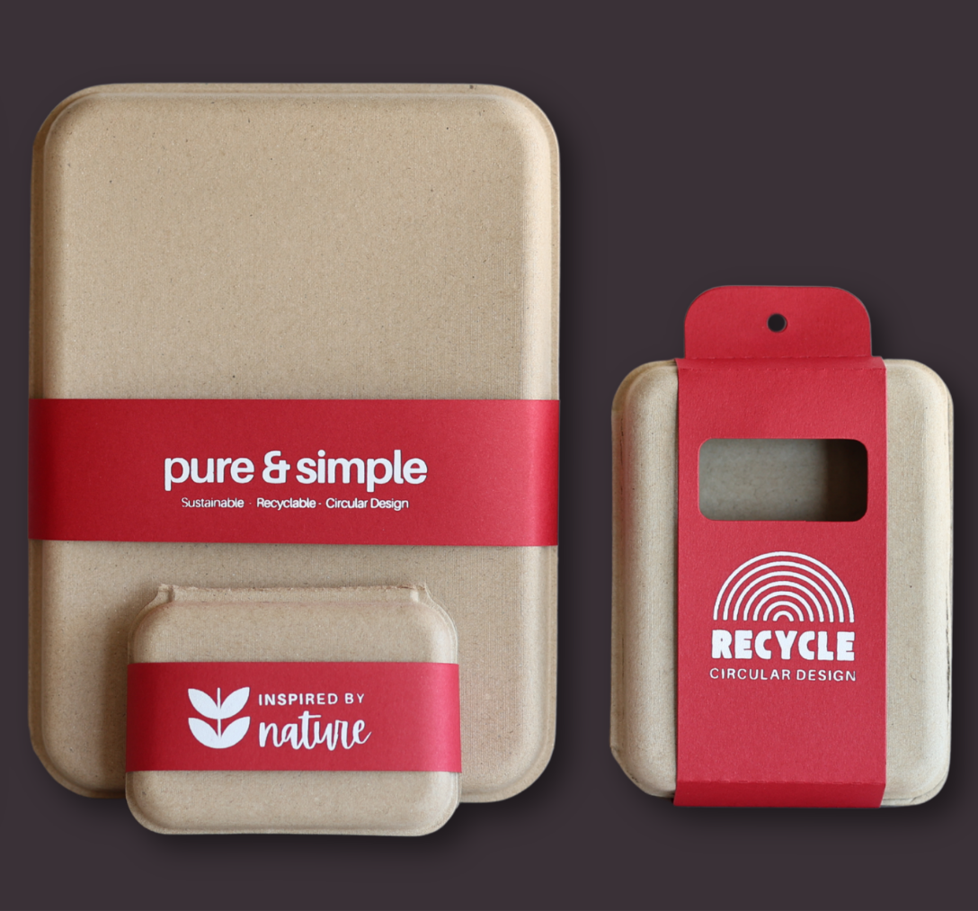 molded pulp packaging with branded sleeves