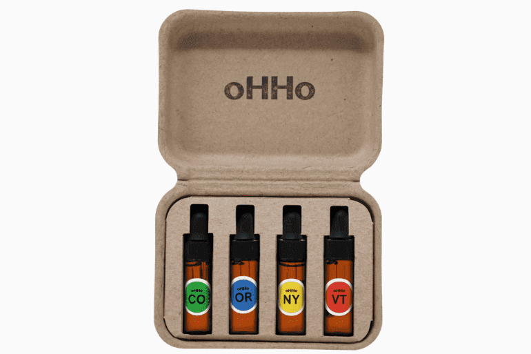 ohho cannabis products - Plastic Free Clamshell Packaging and insert