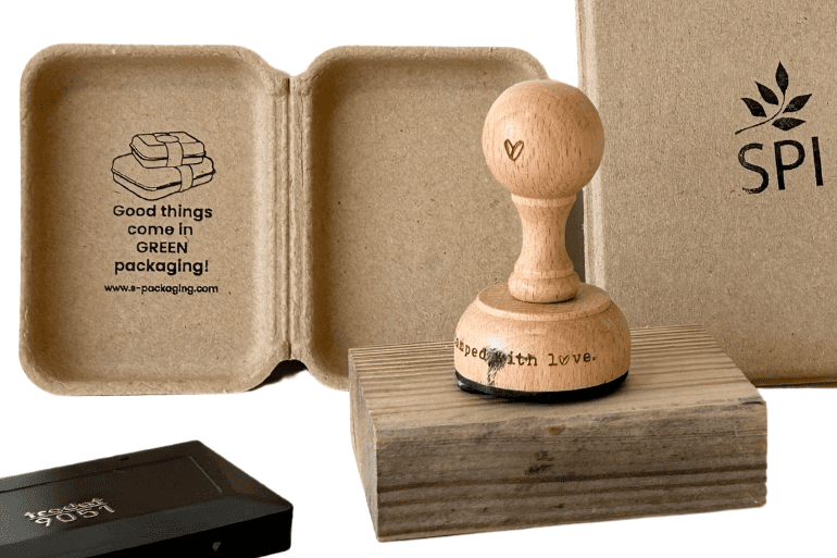 Branding packaging with ink stamp